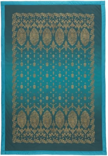 Bassetti Gold Decor Plaid aus 100% Baumwolle in der Farbe Smaragdgrün V1, Maße: 135X190 cm - 9333419