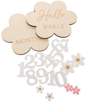 SUPVOX Wooden Calendar Month Milestone Photo Cards Growth Keepsake Signs Newborn Announcement Shower Decorations