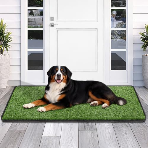 Artificial Grass Mat, Dog Grass Pee Pads, Fake Grass Pad for Pets Potty Training, Soft Grass Pad Rug, Grass Doormat with Drainage Holes, Pet Turf for Indoor Outdoor Use, Washable(19.7*55.1)