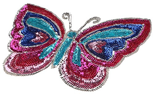 MagiDeal Strass Glitzer Schmetterling Aufnäher Aufbügler Bügelbilder Set Iron on Patches Applikation mit Pailletten Glitzer für Kleider 39cm