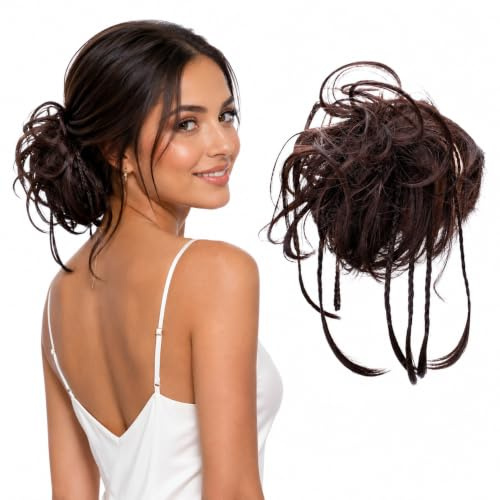 CAISHA XXL Haarteil Haargummi Dutt Geflochten DM17cm Schokobraun G2D