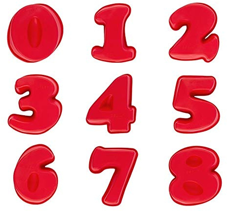 Ideen mit Herz bakform-set siffror från 0 till 8 | silikonformar | 12,4 cm – 17,5 cm bred/lång | fyllningshöjd 4,5 cm | 9 stycken | sifferbakform