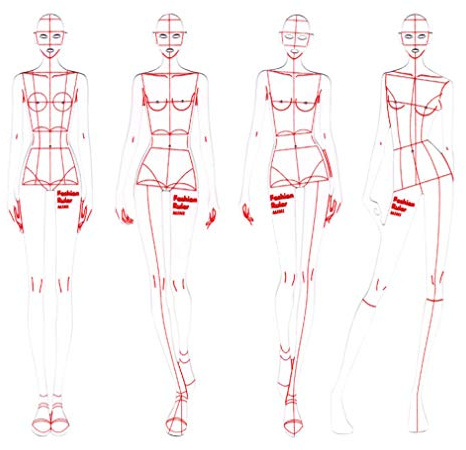 CUTOOP 4Pcs Acrylic Human Dynamic French Curve Fashion Template Ruler Female Humanoid Clothing Measuring Pattern Grading Rulers Craft Sewing Tools Fashion Design Picture Project Ratio Template