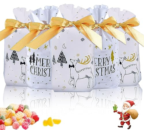 Anyingkai 50 st julgodispåsar, godispåsar jul, godis presentpåsar, godispåsar, presentpåsar set, presentförpackning jul, miljöskyddsmaterial, återanvändbara