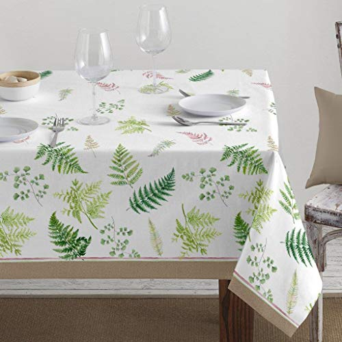 LARA MORADA - Tovaglia da Tavola, per Pranzo e Cena, Cotone Ioneta, 70% Cotone 30% Poliestere, Stampa Digitale, 12 Posti, 140cm x 240cm Pino Verde