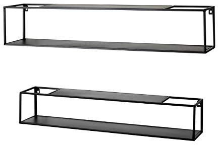 HAKU Wandregal 2er Set schwarz, Metall - Maße: B 75/85 x H 14/17 x T 14/17 cm, Style: Modern