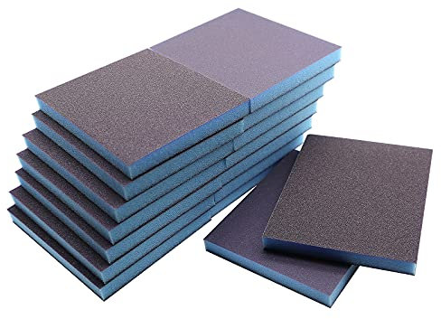 Jamiikury Schleifschwamm, Körnung 100 & Körnung 220 Schleifblöcke, waschbar und wiederverwendbar, nass trocken Schleifpapier Schwamm für Holz, Metall, Möbel, Farbe und Trockenbau, 16 Stück