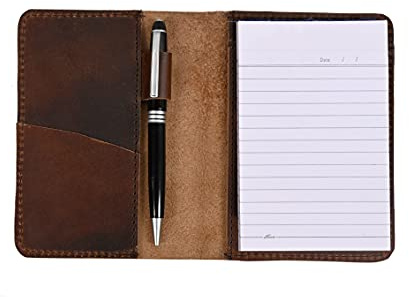 CestAntiQ Funda de cuero para cuadernos de notas de 3.5 x 5.5 pulgadas, recargable, color marrón