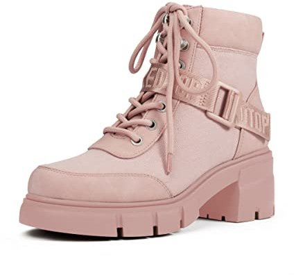 REDTOP Women's Combat Boots Chunky Lug Sole Lace-Up Buckle Casual Ankle Boots