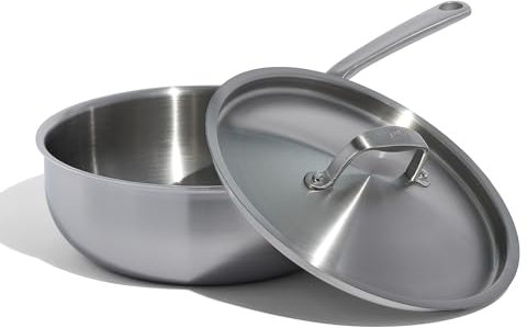 Made In Cookware - 3 Quart Stainless Steel Saucier Pan - 5 Ply Stainless Clad - Professional Cookware - Made in Italy - Induction Compatible