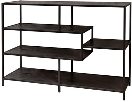 Bücherregal SLIM LINE 114cm - schwarz - Holzwerkstoff Metall Industrial | 5 Regalböden, viel Stauraum, pflegeleichte Oberfläche, vielseitig einsetzbar, modernes Design, für Wohnzimmer