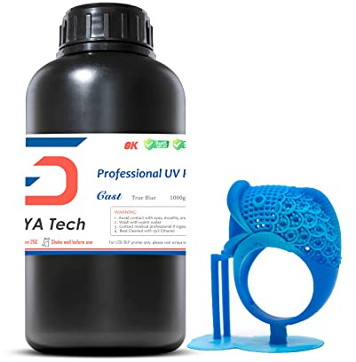 Siraya Tech Cast Gießbares 3D Drucker Resin (True Blue, 1kg) | Einfach zu drucken und sauber auszubrennen, glatte Oberfläche, hohe Auflösung, 405 nm UV, für Schmuck und Metallteile