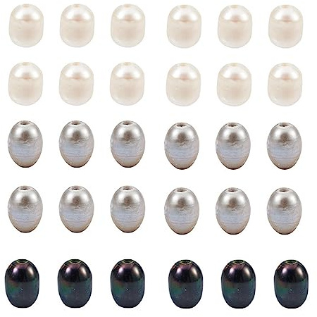 Boutigem 120 perline di perle naturali da 7 ~ 8 mm con foro grande ovale coltivate d'acqua dolce perline per gioielli fai da te artigianato collana orecchino decorazione