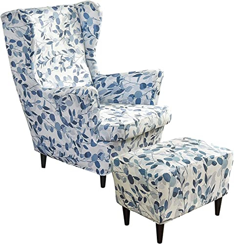 AQIGR 2 Teilig Ohrensessel Überzug Mit Ottomane Schonbezug Stretch Sessel Überwürfe Ohrensesselbezüge Bezug Sesselhusse Tiger Stuhlbezug (Color : #35)