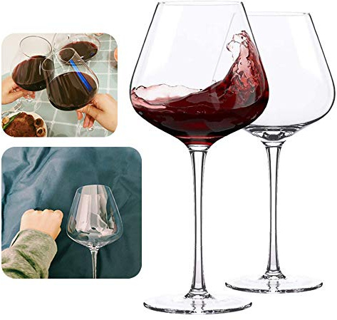 CIRONI Copas Grandes De Vino Tinto: 2 Piezas De Copas De Cristal, Transparentes, De Tallo Largo, Sin Plomo, Sopladas A Mano, Ultrafinas Y Duraderas, Cristalería para Degustar Vinos