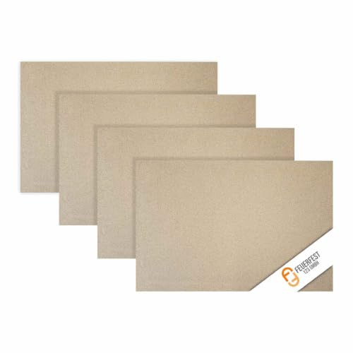 Feuerfest 123 - Lot de 4 plaques de vermiculite, 300 x 200 x 20 mm, remplacement de chamotte pour la réparation des chambres de combustion, plaque de protection incendie pour fours et cheminées