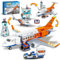 HOGOKIDS City Passagierflug Flugzeug Baukasten - 3 IN 1 Flughafen Hubschrauber Airplane Baustein Spielzeug mit Gepäck LKW Radar Turm Shuttle Bus für Jungen Mädchen Kinder Erwachsene 6 7 8 9+ Jahre alt