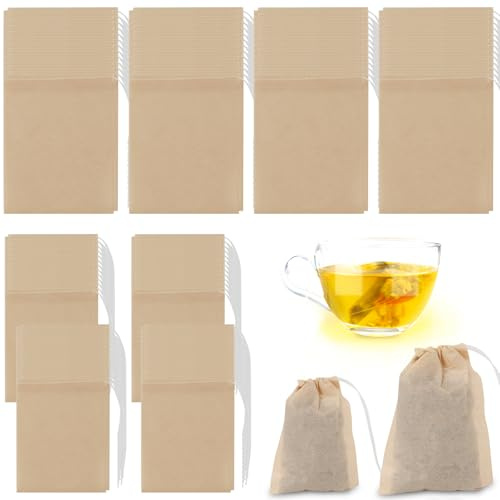 200 Stück Teebeutel für Losen Tee,Einweg-Teefilterbeutel für losen Tee, biologisch abbaubares und kompostierbares Material, ungebleichtes Tee-Ei, Kaffeebeutel mit Kordelzug（5 x 7 cm）（7 x9 cm)