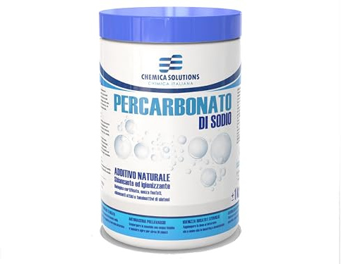 Percarbonato di Sodio per bucato Additivo Naturale, smacchiante, sbiancante, igienizzante ecologico 200 Lavaggi barattolo da 1 Kg Chemica Solutions