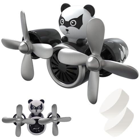 Cartoon Panda Désodorisant, Désodorisant pour Voiture en Forme de Cartoon Bear Pilote Air Ventilateur D'air, Accessoires de Voiture D'ornement Ferrinisseur D'air Automobile (Gris)