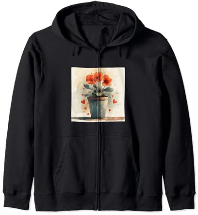 Cyclamen Plante en pot Cottagecore Hearts Graphic Sweat à Capuche