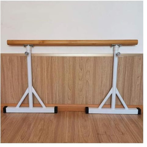 SnamicE Tragbare Balance-Ballettstange, höhenverstellbare 80–120 cm Tanzstange zum Dehnen, einzelnes mobiles Fitness-Barre-Trainingsgerät (weiß 150 cm)