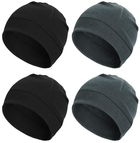 UILYNIU 4 Stücke Klassische Beanie Mütze für Herren und Damen, Basic Beanie, Wintermützen, Laufmütze Herren Damen, Fahrrad Mütze, Beanie Mütze für Den Frühling, Herbst und Winter (Schwarz, Grau)