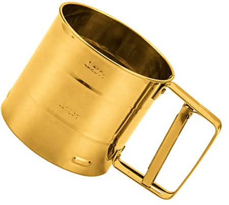 PRETYZOOM Tamizador De Harina Portátil De Acero Inoxidable Dorado Colador Manual De Malla Fina Para Repostería Tamiz Para Hornear Fácil Uso Ambidiestro