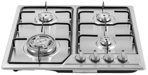 HarBin-Star - Piano cottura a gas a 4 fiamme, in acciaio inox, con spegnimento automatico a gas, 58 x 50 cm, per cucina domestica e commerciale