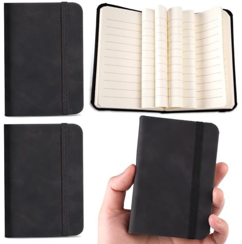 3 Stück Notizbuch Klein A7, 11x8cm Ledereinband Mini Notizbuch Taschennotizbuch mit Gummizugverschluss Tragbares Pocket Notebook Geeignet Für Tagebuch, Schule, Arbeit, Reisetagebuch, Tagesplaner