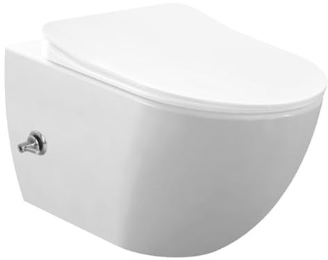 Creavit RIMOFF WC mural avec bidet en acier inoxydable et levier d'eau froide Blanc
