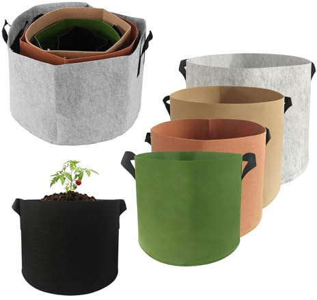 ZEONHEI 10er Set Vliesstoff Pflanzsack, 12L 20L 30L 40L 60L Mehrfarbig Stofftopf Set Verschiedene Größen, Stofftöpfe Pflanztasche mit Griffe für Kartoffeln, Tomaten, Erdbeeren