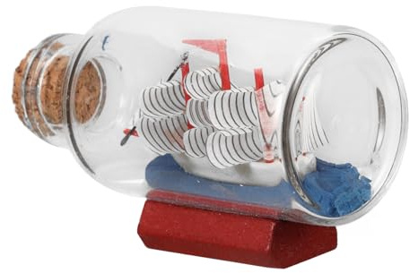 Botella Flotante de Barco de Vela Adorno Decorativo de Estilo Oceánico | Botella de Deseos Barco, Recuerdo de Modelo de Barco, para Guardar Pequeños Objetos