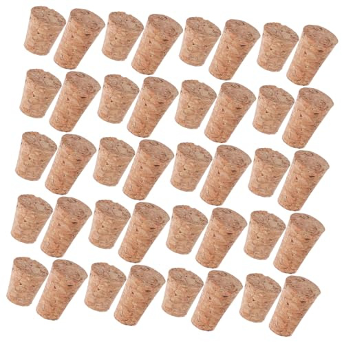 Cabilock 40pcs Tapered Wood Cork Stoppers Flexible Bottle Plugs for Wine Beer Glass Vials DIY Craft Projects Easy Installation Replacement for Wishing Bottles and Homemade Oils