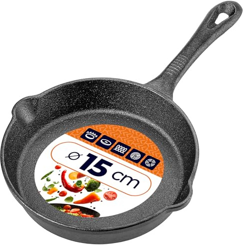 KADAX Gusseisenpfanne 15 cm, Pfanne aus Gusseisen, induktionsgeeignet & backofenfest, Gusspfanne für Induktion, Grillpfanne, gusseiserne Bratpfanne, Steakpfanne