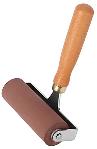 SIXRUN Rullo Artigianale in Gomma Brayer con Manico in Legno Composito 15 Cm 10 Cm 5 Rullo per Inchiostrazione Liscio per Incisioni per Timbratura Scrapbooking Carta Artigianato Artisti (Gomma +