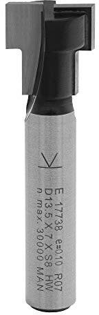 ENT 17738 T-notfräs M8 mm av hårdmetall, skaft (S) 8 mm, diameter (D1) 13,5 mm, D2 8,6 mm, NL1 7 mm, NL2 7 mm, Z2