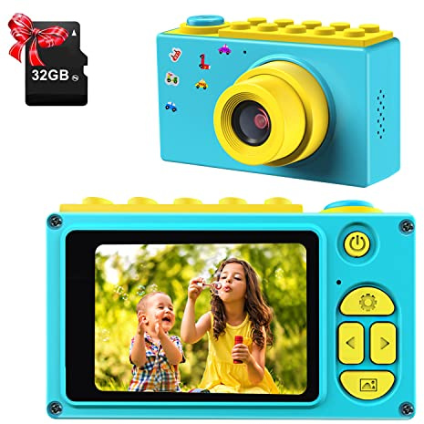 ShinePick Fotokamera, digitalkamera, 8 MP/HD 1080P/2 tum skärm/foto och video/ram/filter, kamera med minneskort, jul födelsedagspresenter, presenter för barn (blå)