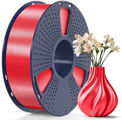 SUNLU PLA Plus Shiny Silk 3D Drucker Filament 1.75mm, Silk PLA+ 3D Druck Filament mit Seidenglattes Finish, Gute Farbwiedergabe, Maßgenauigkeit +/- 0,02mm, 1kg(2.2lb) Spule, PLA+ Silk Rot