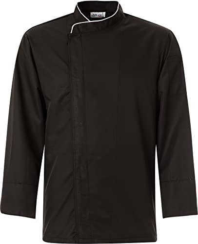 JOBLINE Giacca Cuoco Micropiping No Stiro antimacchia Traspirante Colore Nero in Microfibra con Morbida Maglia Elastica su Schiena Ideale per Chef Cucina Scuola ristorazione tg. XL
