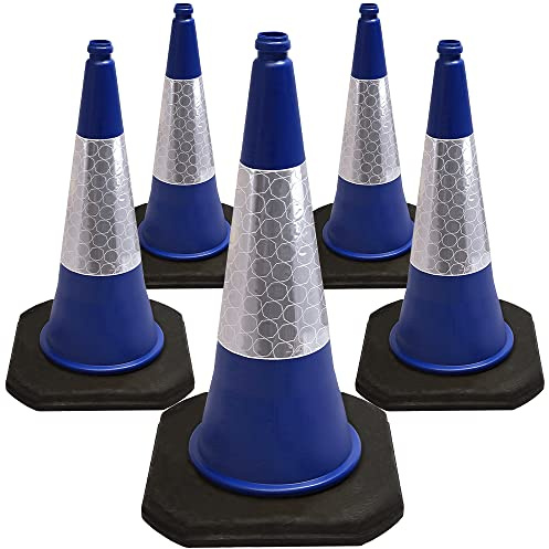 Street Solutions - 5 x 750 mm Road Traffic Cones - Self Weighted - Premium Quality Safety Cone - Strong and Durable - with Extremely Low Centre of Gravity (Blue)