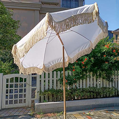 ADASP Parasol Jardin Parasol Balcon Parasol Plage inclinable Ø 200cm Blanc Parasol en Aluminium avec manivelle Protection Solaire Jardin terrasse extérieur Imperméable sans Socle