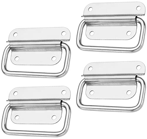4 Pièces Poignée De Caisse Poignées, Poignée Pliante Métal, Poignées De Traction D'acier Inoxydable, Facile Installer pour Armoires Rangement, Tiroirs, Poignées D'armoires (Argent)