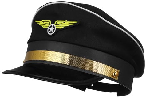 NUOBESTY Pilotenmütze Matrosenhut Kostümhut Schwarz Verstellbar Einheitsgröße Weiche Textur Cosplay und Halloween Kostüm Accessoire für Erwachsene Requisite für Party Bühnenauftritt