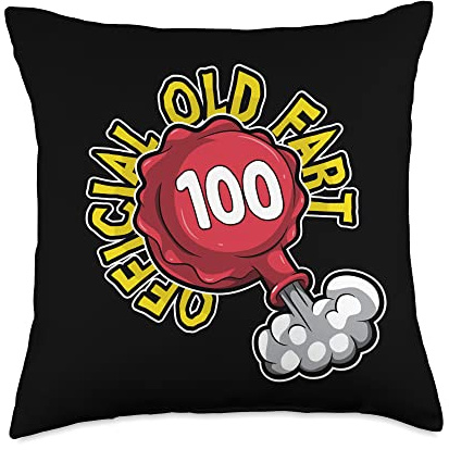 100th Birthday Official Old Fart Funny Red Whopee Cushion Throw Pillow