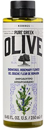 KORRES OLIVE ROSEMARY FLOWER gel de ducha para mujeres y hombres, mantiene la piel hidratada y limpia suavemente, con aceite de oliva virgen extra, dermatológicamente testado y vegano, 250 ml
