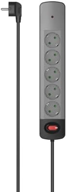 Ciabatta elettrica a 5 prese, protezione da sovratensione, interruttore, montaggio a parete, 1,5 m