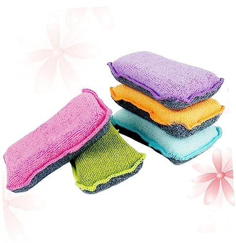Baluue 5 Pcs Esponjas de Limpieza de Cocina Diseño de Doble Cara para Limpieza Rápida de Platos y Grasa Color Aleatorio