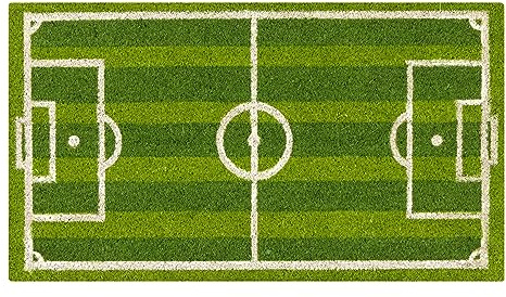 Baroni Home Zerbino Ingresso Casa in Cocco Campo da Calcio Dipinto a Mano 70x40 cm, Tappetino Ingresso Facile da Pulire e Super Resistente
