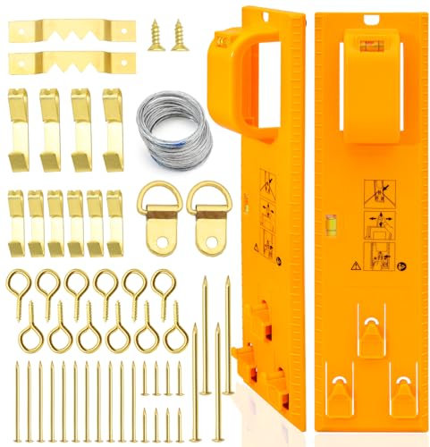 Xianlongy Picture Hanging Tool Kit with Level and Hooks - Suitable for Various Frames, Mirrors, and Clocks